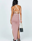 Avalance™| Pink High Waist Drawstring Slit Skirt