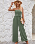 Avalance™| Slim Fit Solid Color Tube Top Jumpsuit