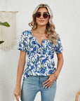 Avalance™| Blue Printed Swallowtail Short Sleeve Shirt