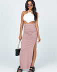 Avalance™| Pink High Waist Drawstring Slit Skirt