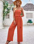 Avalance™| Slim Fit Solid Color Tube Top Jumpsuit