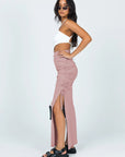 Avalance™| Pink High Waist Drawstring Slit Skirt