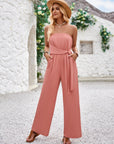 Avalance™| Slim Fit Solid Color Tube Top Jumpsuit