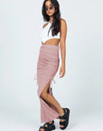 Avalance™| Pink High Waist Drawstring Slit Skirt