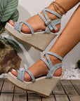 Avalance™| Denim Wedged Heel Sandals